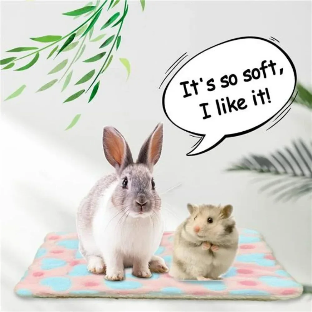 4 Pieces Guinea Pig Bunny Comfortable Bed Mats Pads, Rabbit Warm Soft Bed Pad